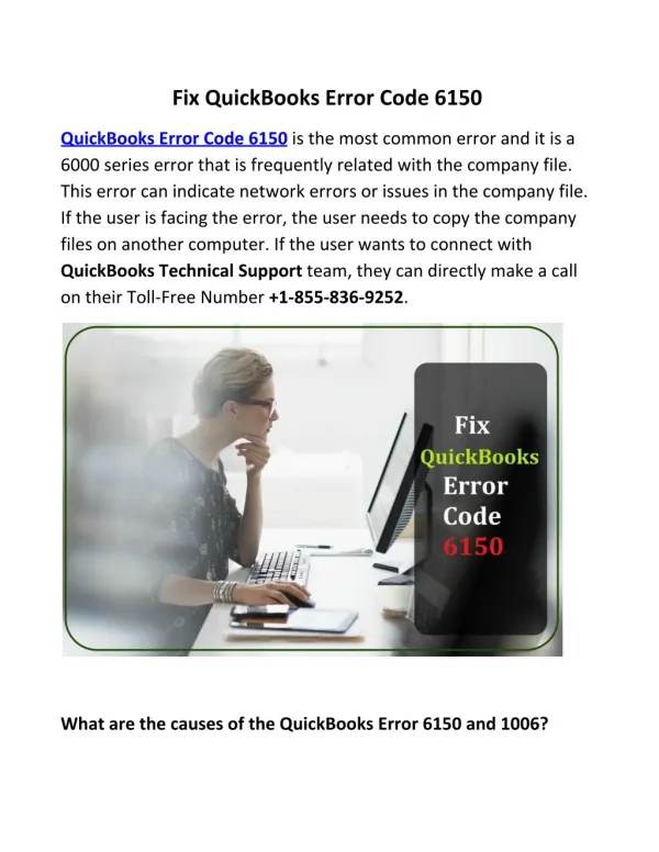 Fix QuickBooks Error Code 6150