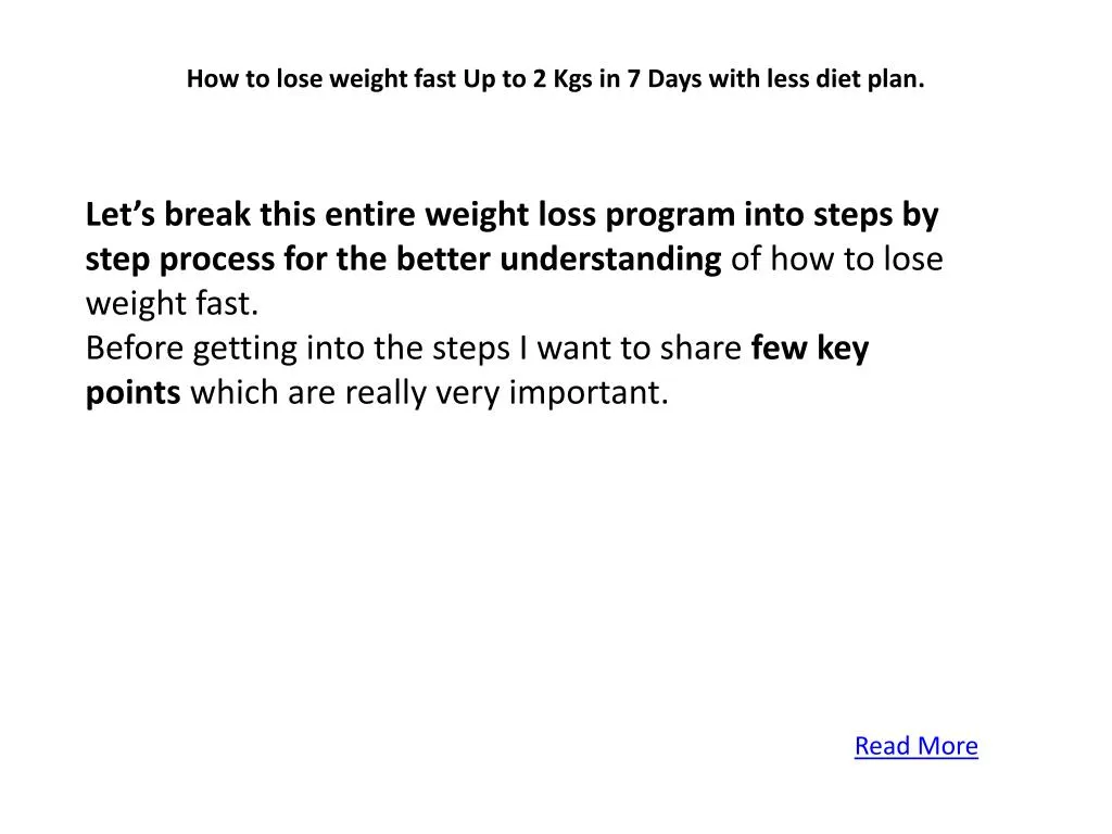 how to lose weight fast up to 2 kgs in 7 days