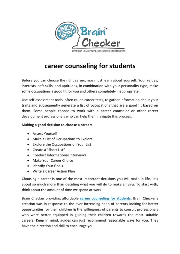 career counseling for students