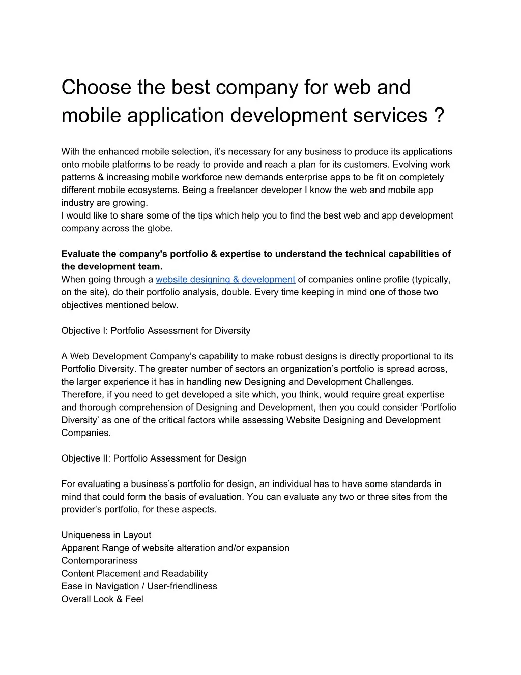 choose the best company for web and mobile