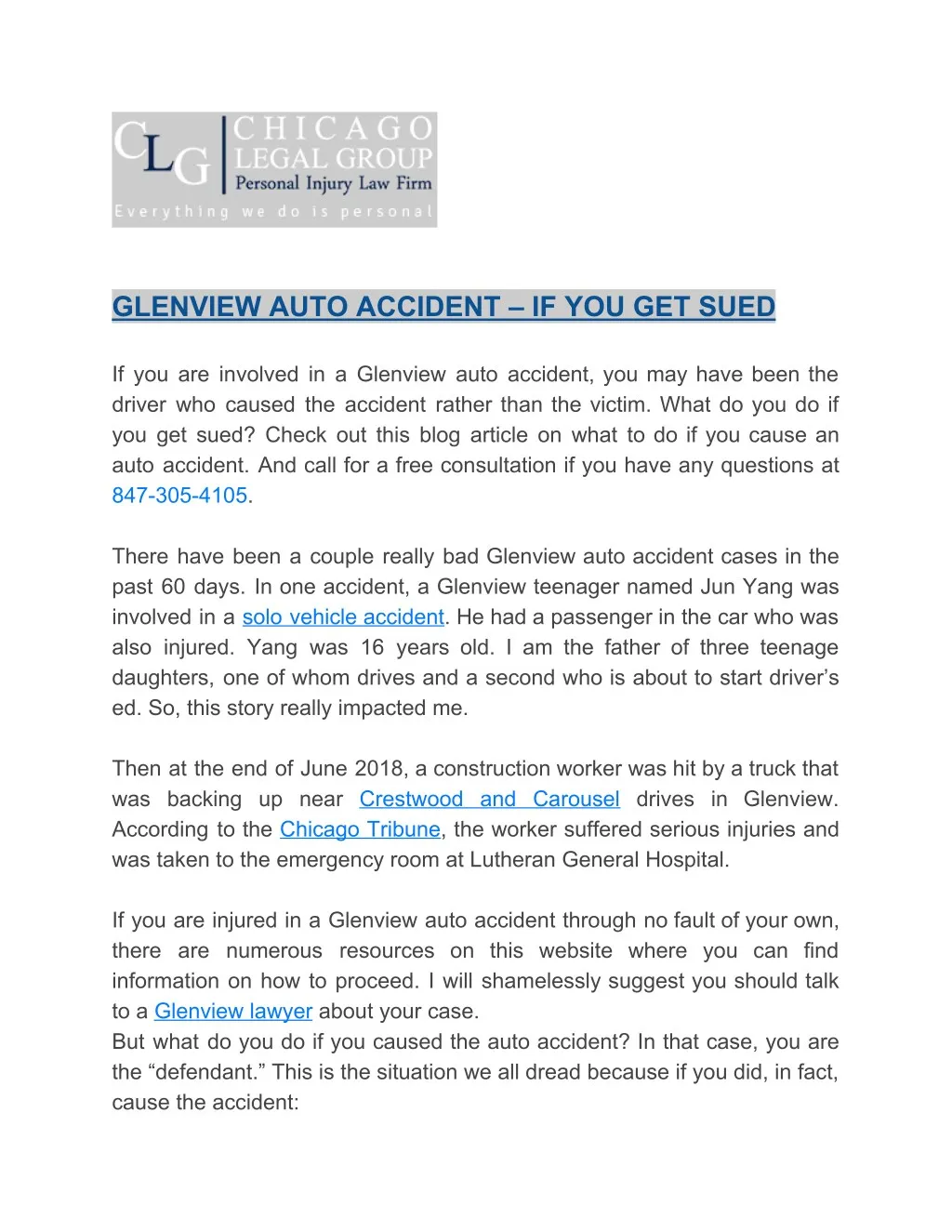 glenview auto accident if you get sued