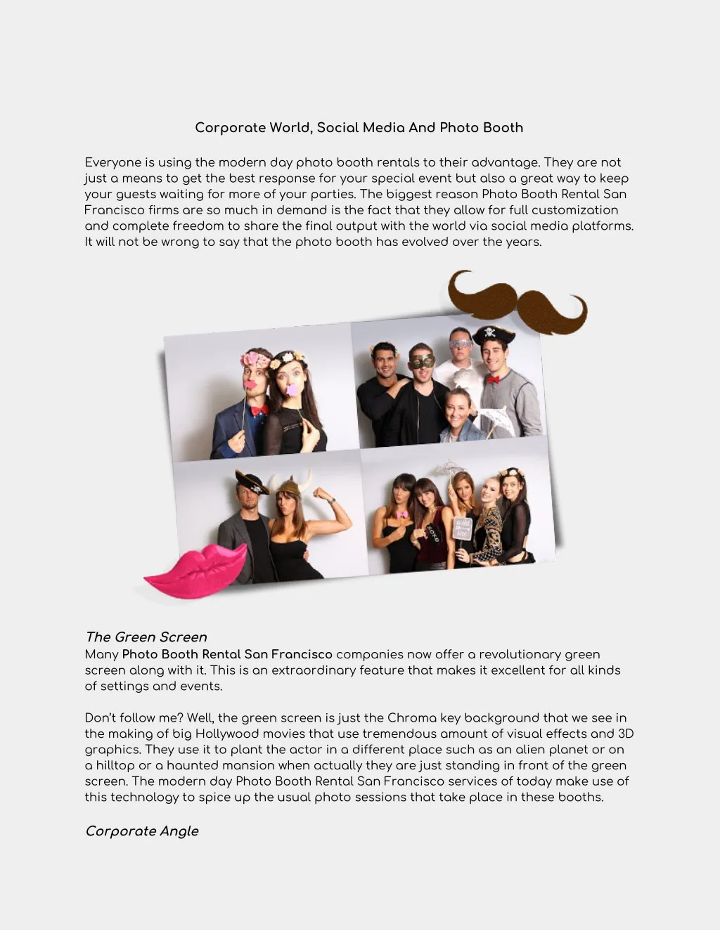 corporate world social media and photo booth