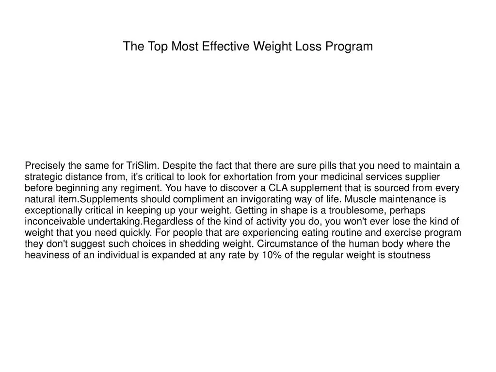 the top most effective weight loss program
