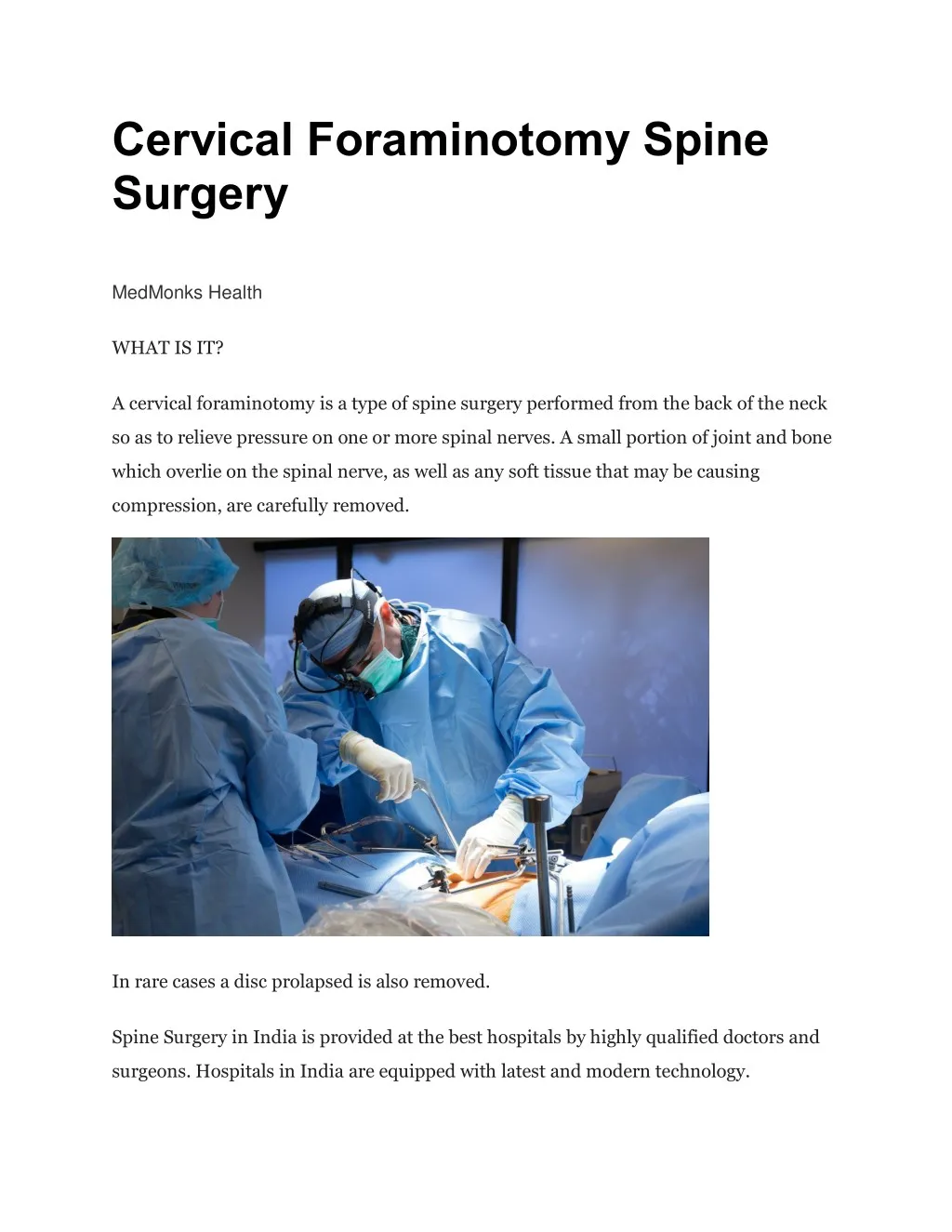 cervical foraminotomy spine surgery