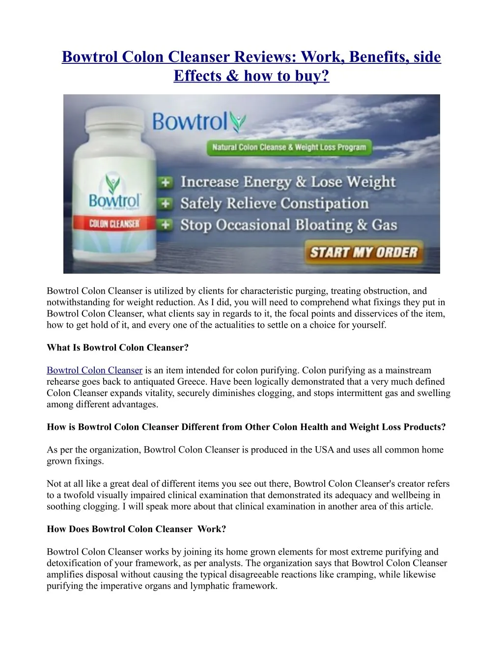 bowtrol colon cleanser reviews work benefits side