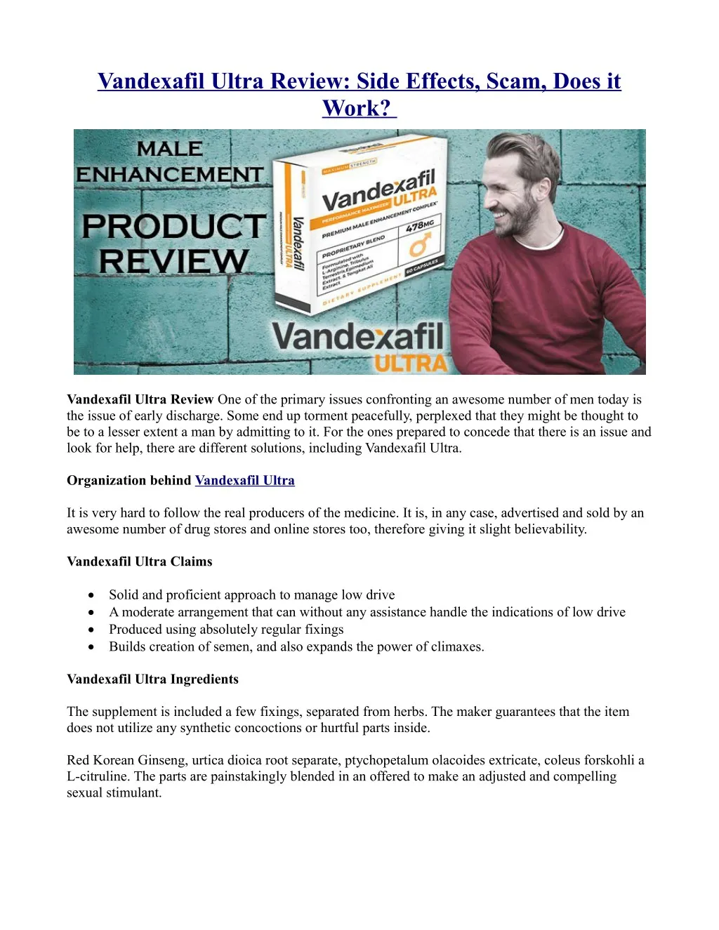 vandexafil ultra review side effects scam does