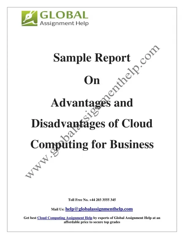 Sample Report on Advantages and Disadvantages of Cloud Computing for Business