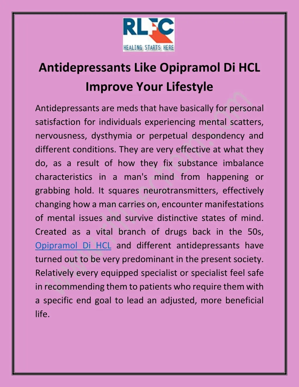 antidepressants like opipramol di hcl improve