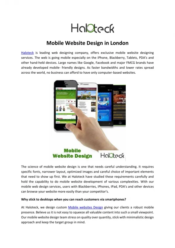 Mobile Website Design in London