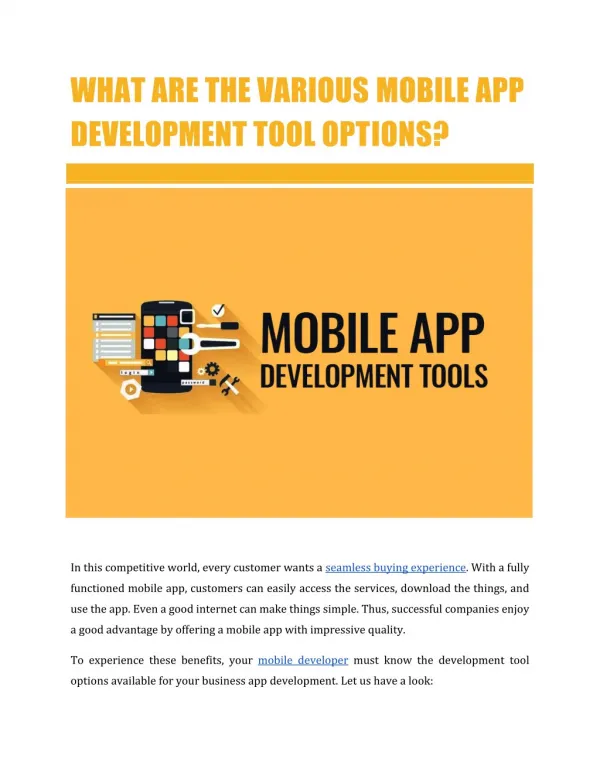 Various Mobile App Development Tool Options That You Need To Know