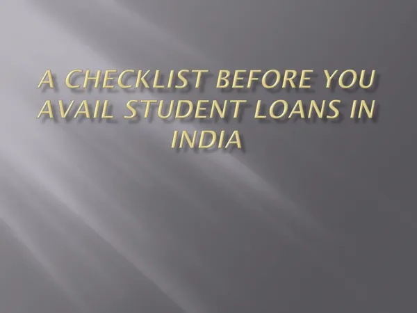 A checklist before you avail Student Loans In India