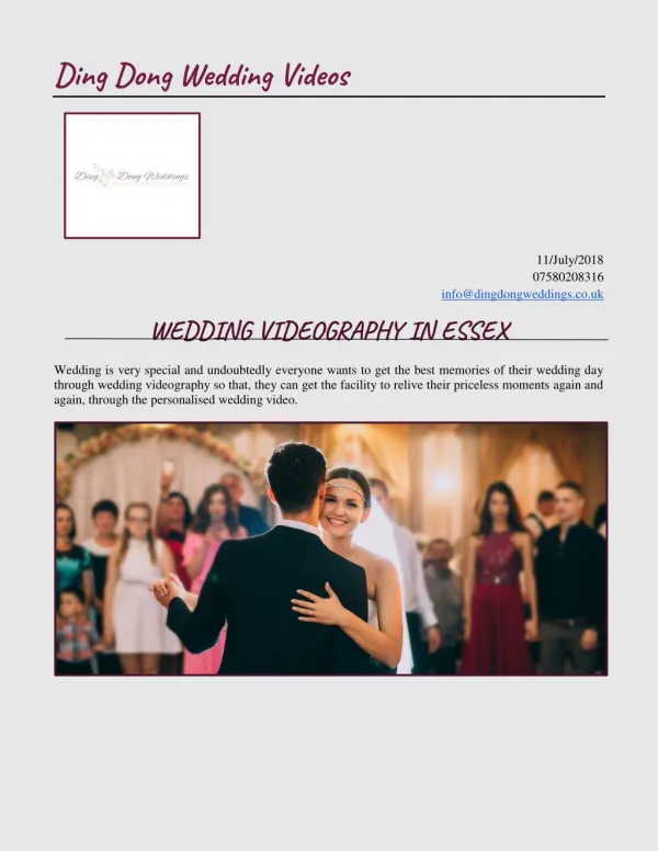 Get Best Wedding Videography In Essex