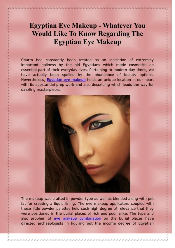 Egyptian Eye Makeup - Whatever You Would Like To Know Regarding The Egyptian Eye Makeup