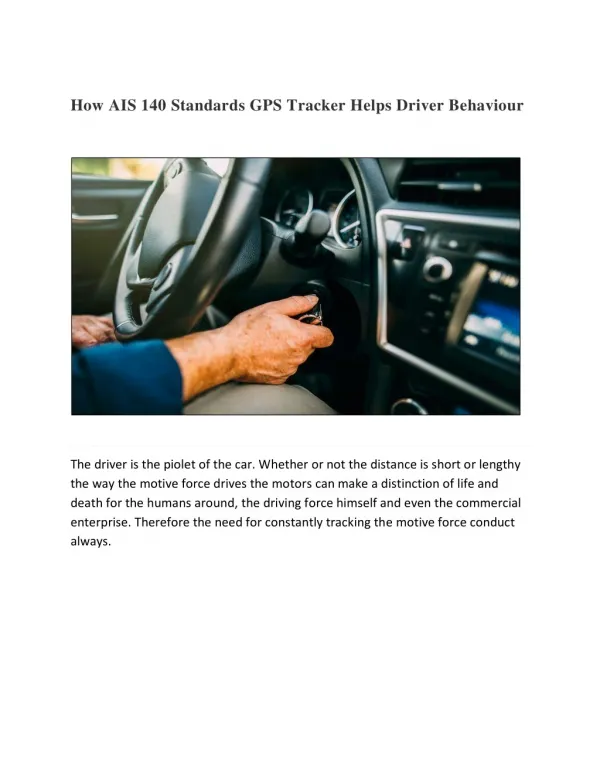How AIS 140 Standards GPS Tracker Helps Driver Behavior