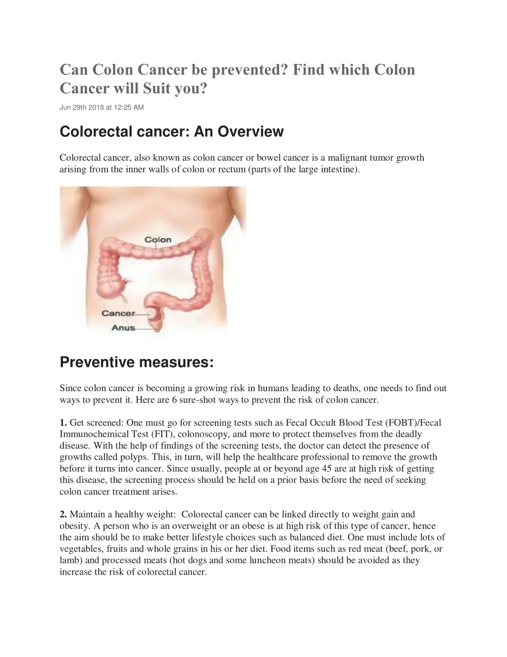 can colon cancer be prevented find which colon