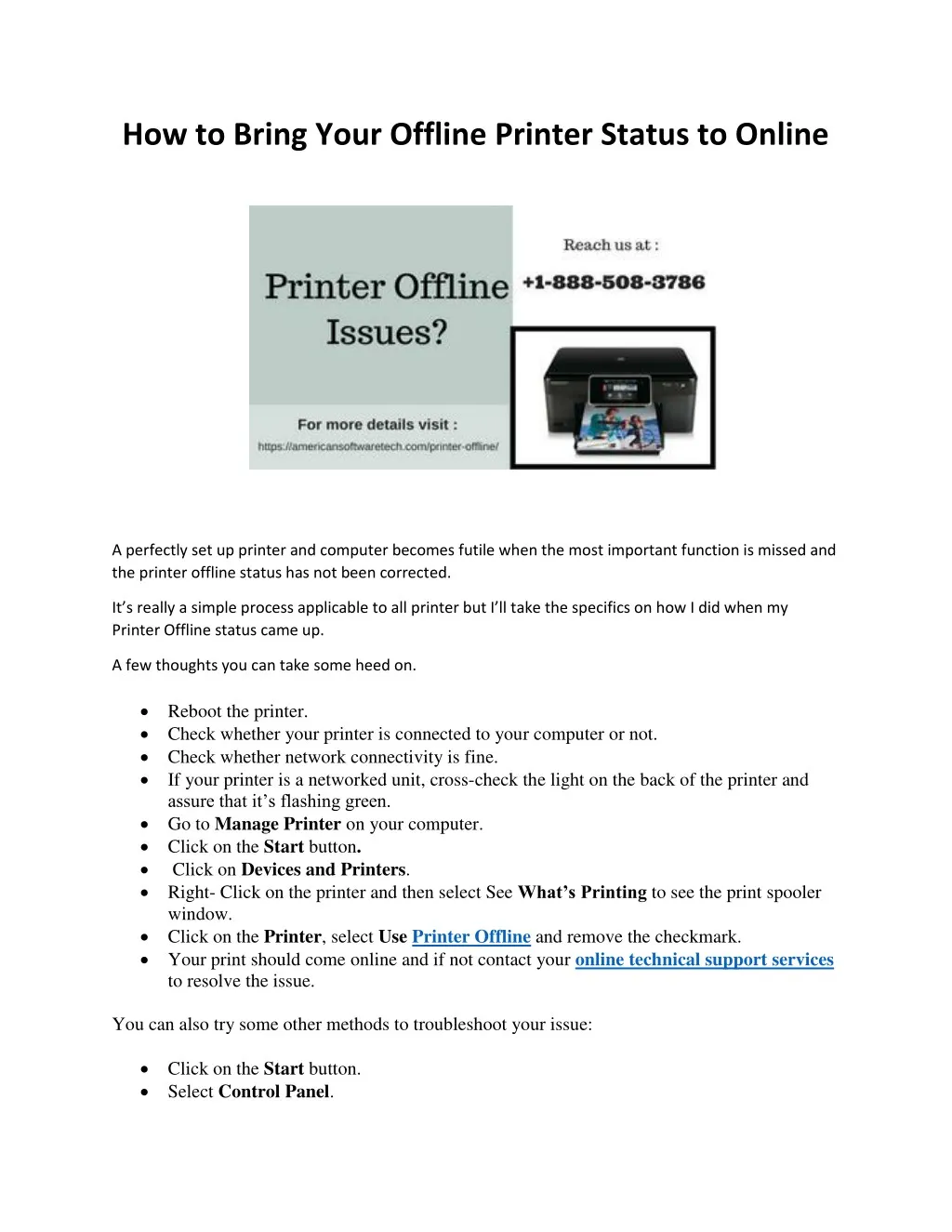 how to bring your offline printer status to online