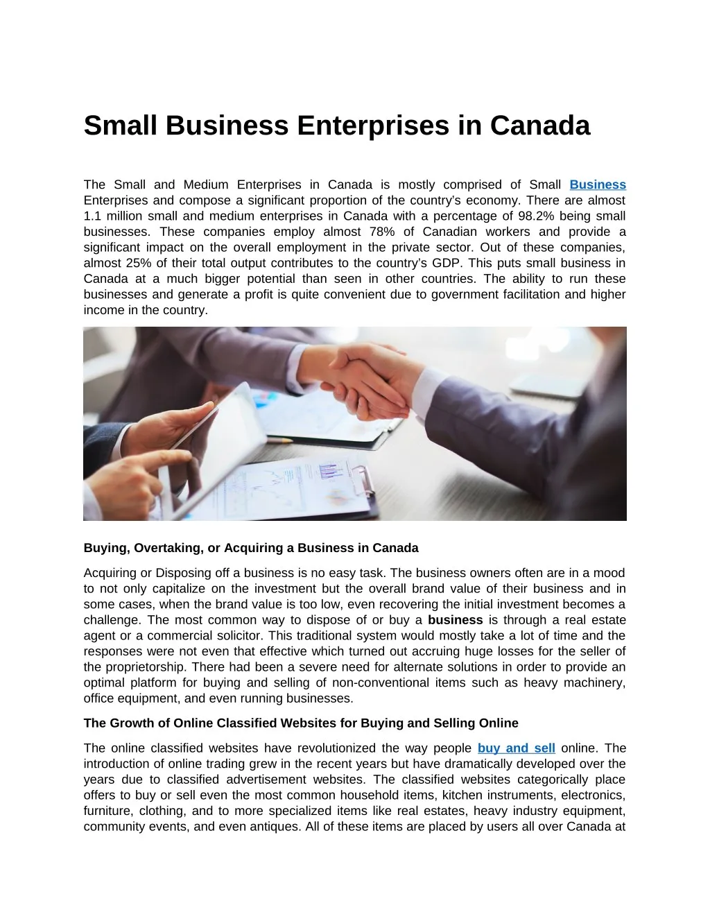 small business enterprises in canada