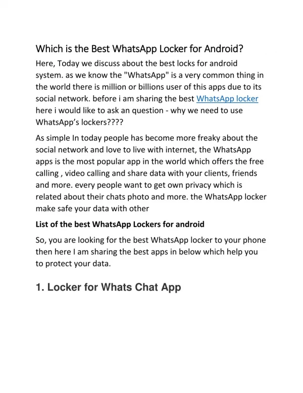 10 Best Lock Apps For WhatsApp 2018
