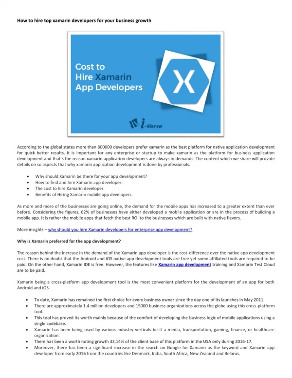 How to hire top xamarin developers for your business growth