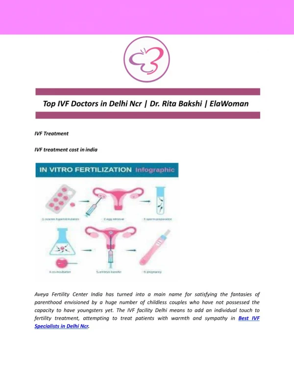 Top IVF Doctors in Delhi Ncr | Dr. Rita Bakshi | ElaWoman