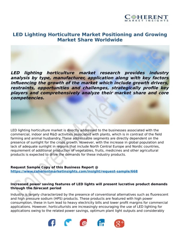 LED Lighting Horticulture Market Positioning and Growing Market Share Worldwide