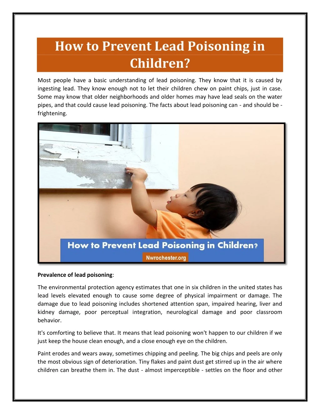 how to prevent lead poisoning in children