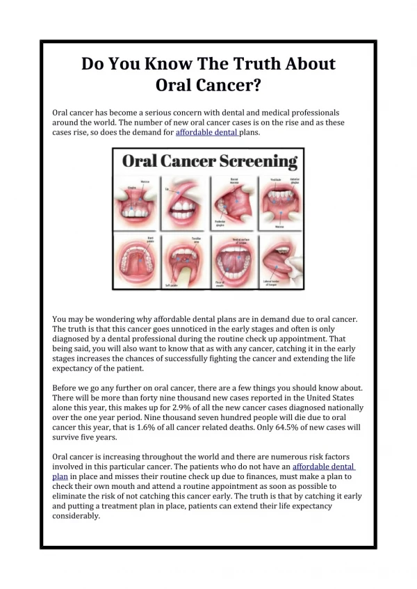 Do You Know The Truth About Oral Cancer