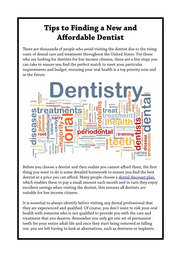 Tips to Finding a New and Affordable Dentist