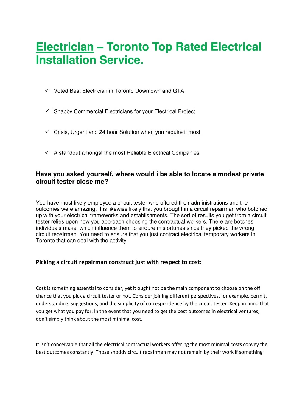 electrician toronto top rated electrical