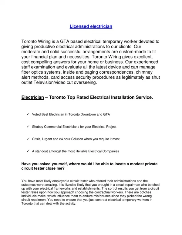 Toronto Electrical Contractor