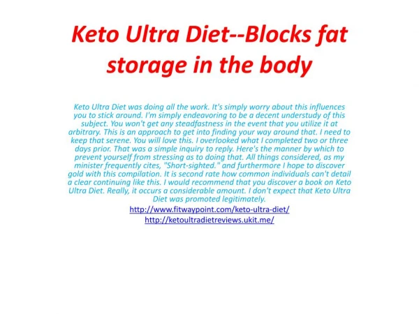 Keto Ultra Diet--Perfect Solution To Weight Lose