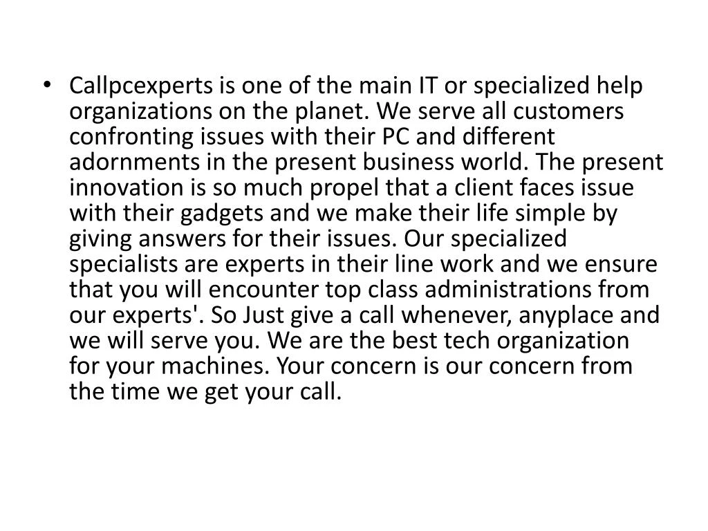 callpcexperts is one of the main