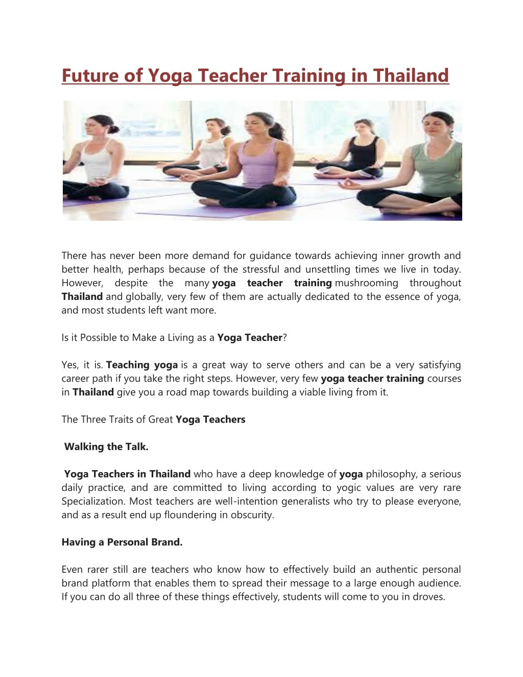 future of yoga teacher training in thailand