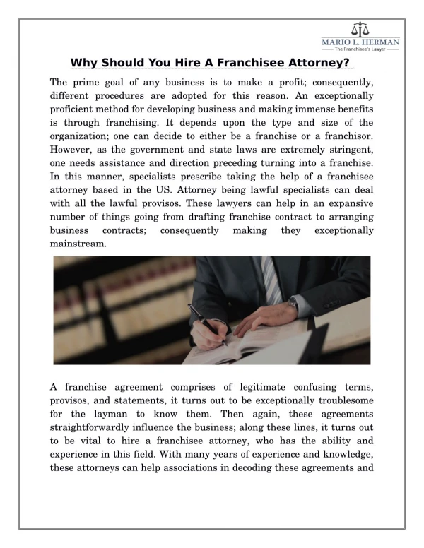 Why Should You Hire A Franchisee Attorney?