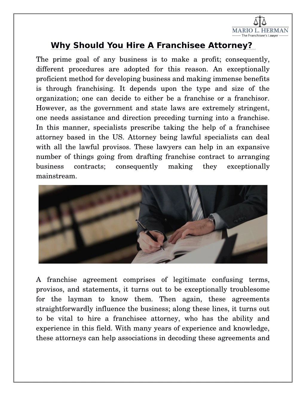 why should you hire a franchisee attorney