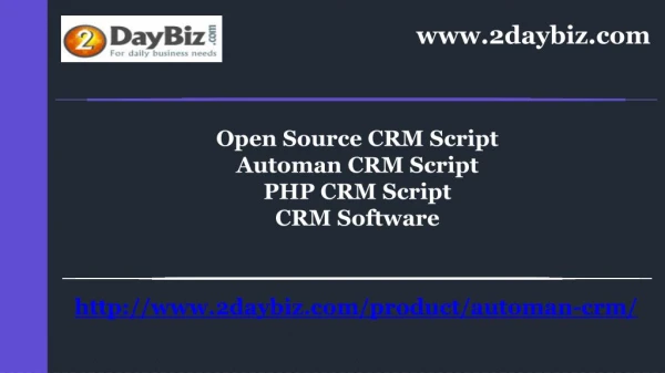 Open Source CRM Script | PHP CRM Script - Automan CRM Script | CRM Software