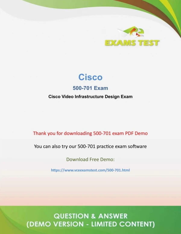 Get Cisco 500-701 VCE Exam PDF 2018 - [DOWNLOAD and Prepare]