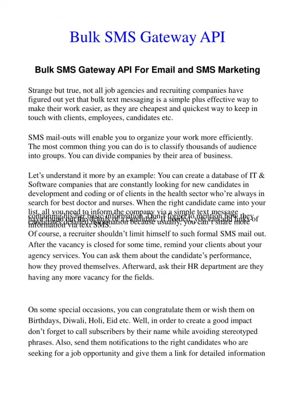 Bulk SMS API effective for Expand your Business