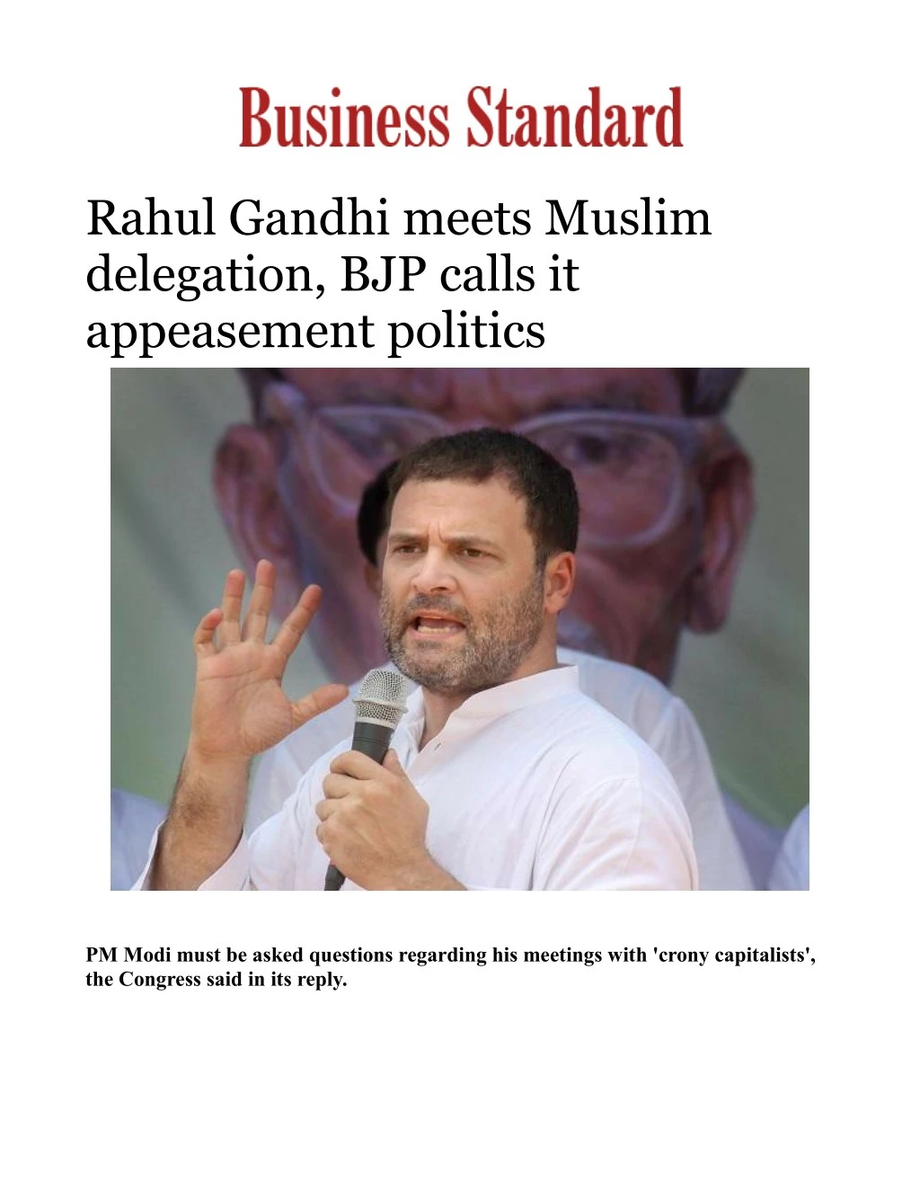 rahul gandhi meets muslim delegation bjp calls