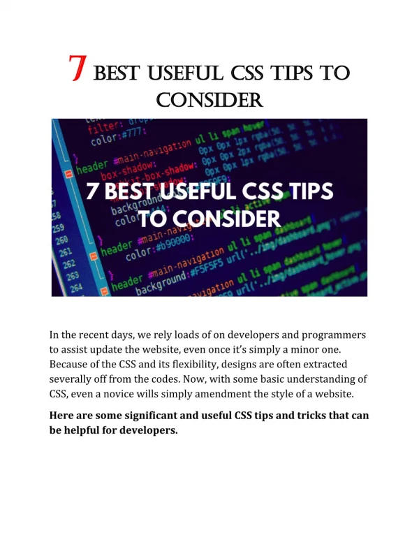 7 Best Useful CSS Tips To Consider
