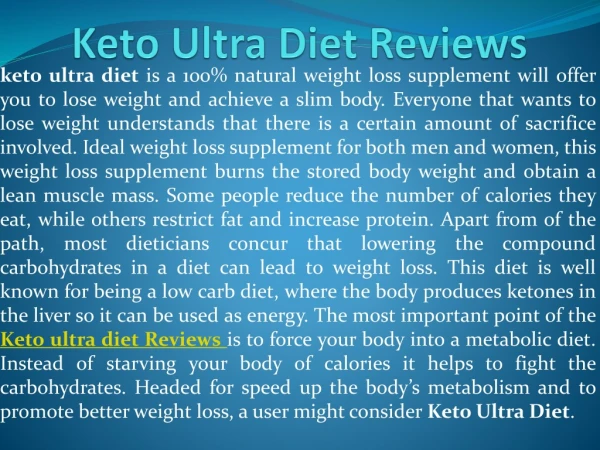 Keto Ultra Diet Pills - Weight Loss, Shark Tank Scam & Side Effects!
