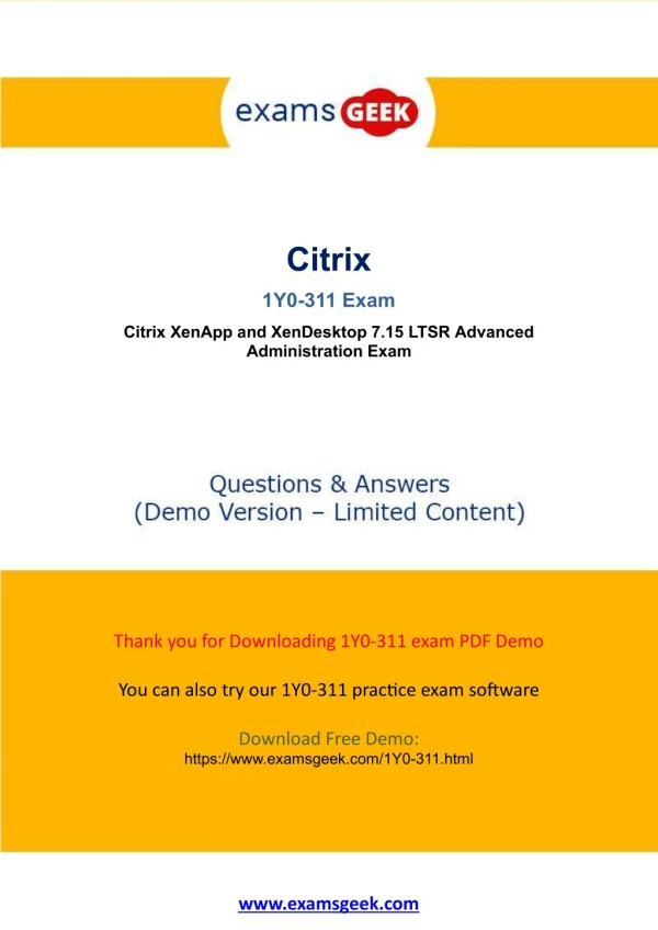 Citrix 1Y0-311 Exam Preparation Material For Best Result