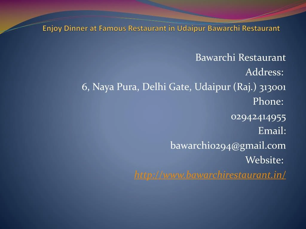 enjoy dinner at famous restaurant in udaipur bawarchi restaurant