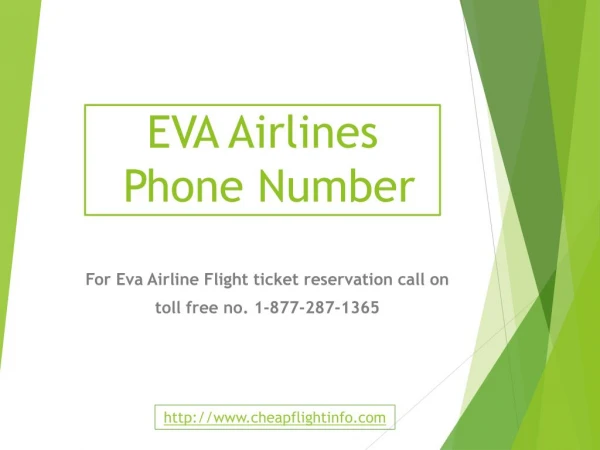 Eva Airline Phone Number 1-877-287-1365