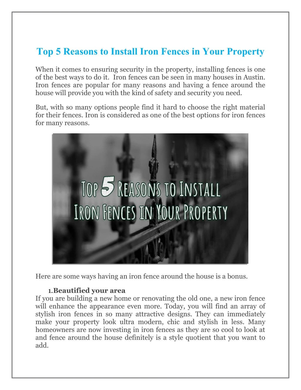 top 5 reasons to install iron fences in your