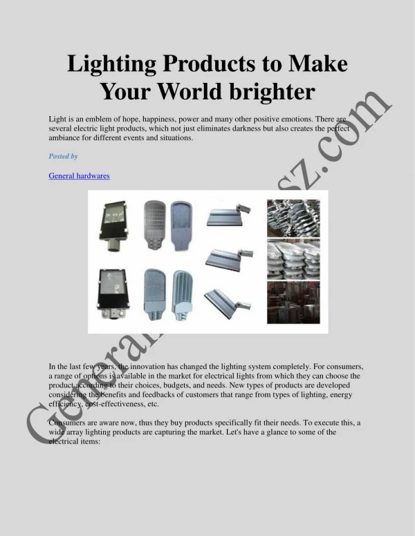 Lighting Products To Make Your World brighter