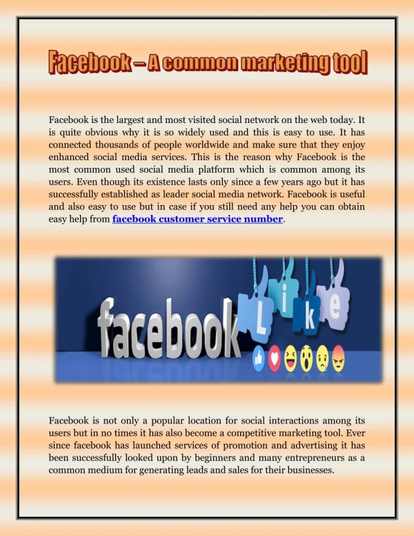 Facebok - A common marketing tool