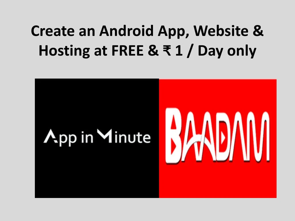 create an android app website hosting at free 1 day only