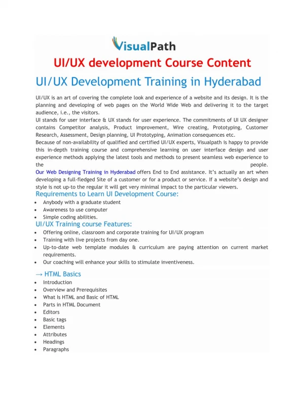 Ui Development Online Training