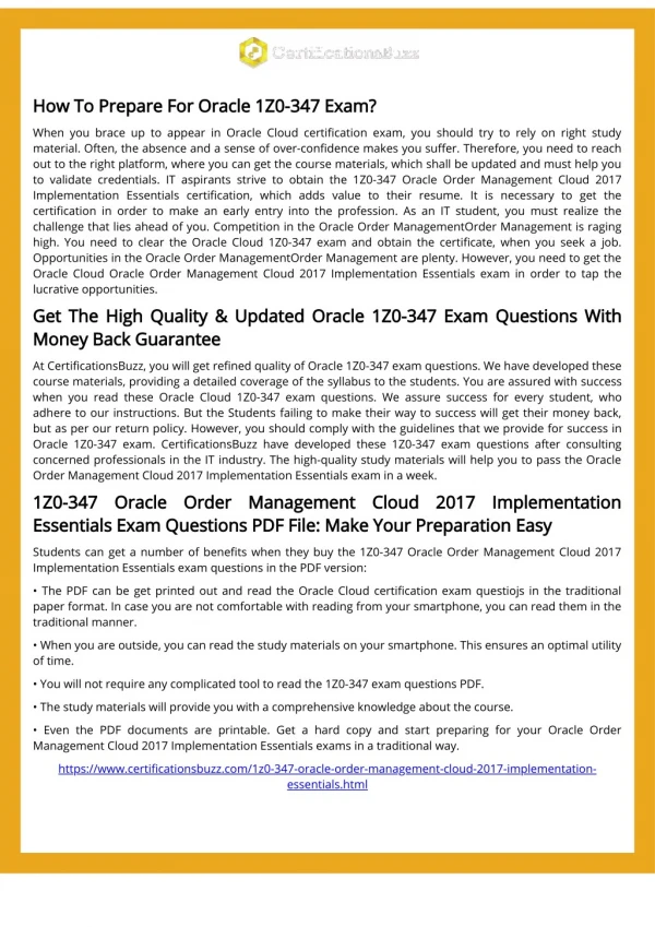 1Z0-347 Exam - Oracle Order Management Exam Questions